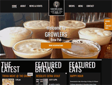 Tablet Screenshot of growlersrestaurant.com
